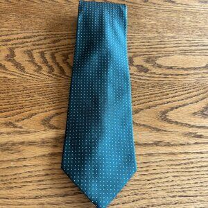 Lauren Ralph Lauren Green Tiny White Polka Dot Silk Tie 100% Silk Hand Finished